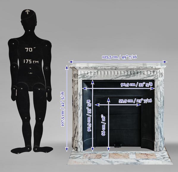 Louis XVI style fireplace with fluted decoration in Arabescato marble Louis XVI style fireplace with fluted decoration in Arabescato marble-10