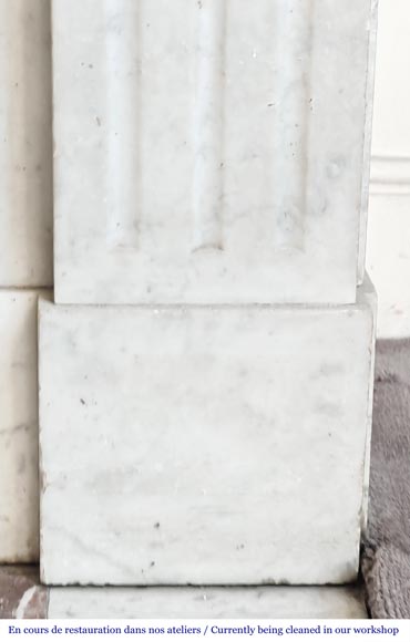 Louis XVI style fireplace with stylized daisies, in Carrara marble Louis XVI style fireplace with stylized daisies, in Carrara marble-7