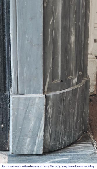 Louis XVI style fireplace with rounded corners, in blue Turquin marble Louis XVI style fireplace with rounded corners, in blue Turquin marble-7