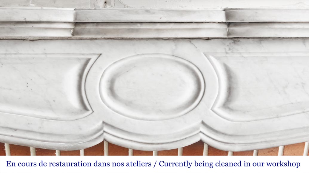 Louis XV style Pompadour model fireplace, in Carrara marble Louis XV style Pompadour model fireplace, in Carrara marble-1