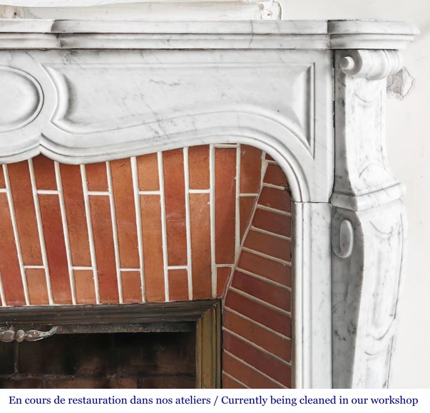 Louis XV style Pompadour model fireplace, in Carrara marble Louis XV style Pompadour model fireplace, in Carrara marble-6