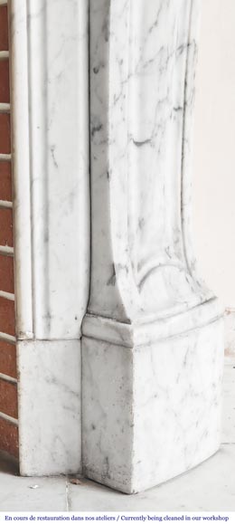 Louis XV style Pompadour model fireplace, in Carrara marble Louis XV style Pompadour model fireplace, in Carrara marble-7