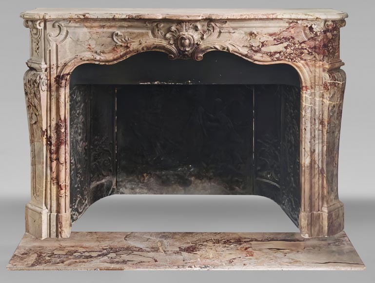 Louis XV style fireplace in highly ornate Sarrancolin marble Louis XV style fireplace in highly ornate Sarrancolin marble-0