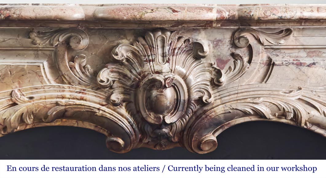 Louis XV style fireplace in highly ornate Sarrancolin marble Louis XV style fireplace in highly ornate Sarrancolin marble-1