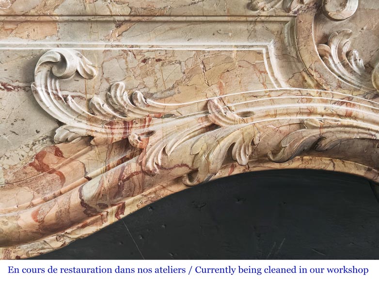 Louis XV style fireplace in highly ornate Sarrancolin marble Louis XV style fireplace in highly ornate Sarrancolin marble-3