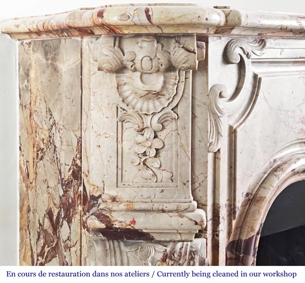 Louis XV style fireplace in highly ornate Sarrancolin marble Louis XV style fireplace in highly ornate Sarrancolin marble-5