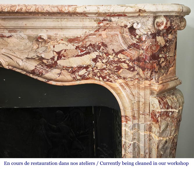 Louis XV style fireplace in highly ornate Sarrancolin marble Louis XV style fireplace in highly ornate Sarrancolin marble-9