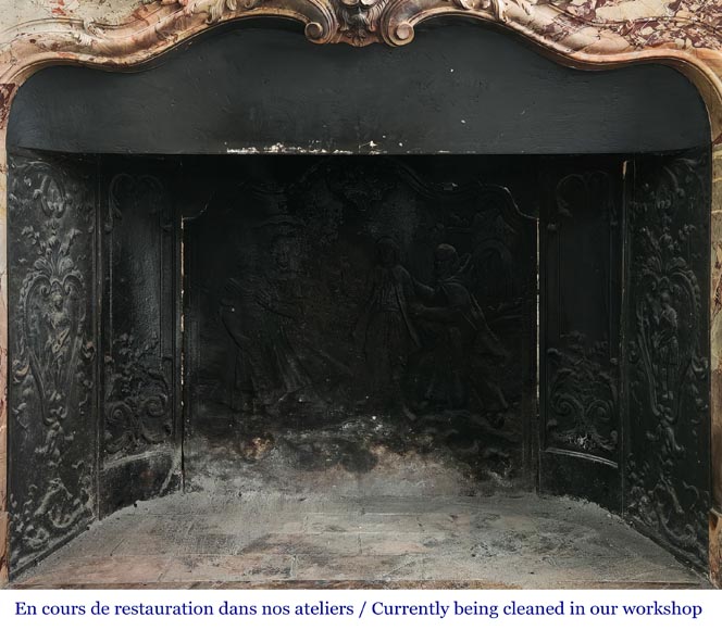 Louis XV style fireplace in highly ornate Sarrancolin marble Louis XV style fireplace in highly ornate Sarrancolin marble-12