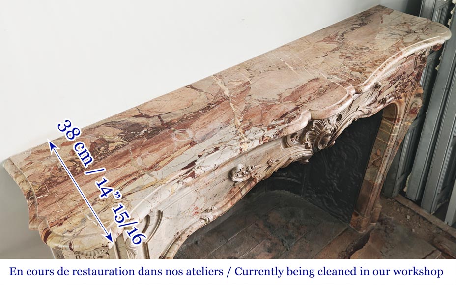 Louis XV style fireplace in highly ornate Sarrancolin marble Louis XV style fireplace in highly ornate Sarrancolin marble-15