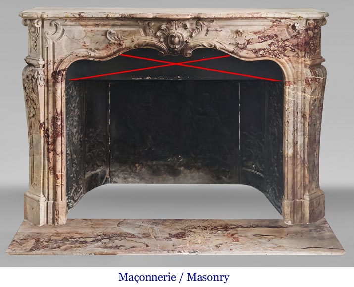 Louis XV style fireplace in highly ornate Sarrancolin marble Louis XV style fireplace in highly ornate Sarrancolin marble-16