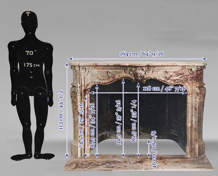 Louis XV style fireplace in highly ornate Sarrancolin marble Louis XV style fireplace in highly ornate Sarrancolin marble-17