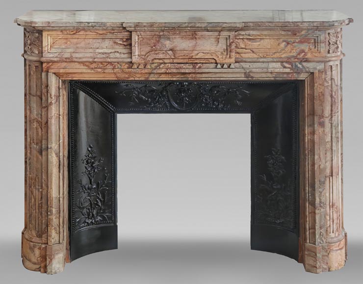 Louis XVI style fireplace with rounded corners in colored marble Louis XVI style fireplace with rounded corners in colored marble-0