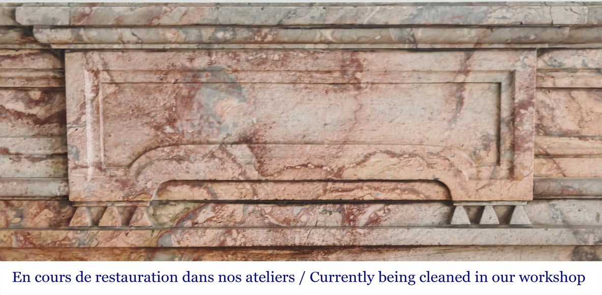 Louis XVI style fireplace with rounded corners in colored marble Louis XVI style fireplace with rounded corners in colored marble-1