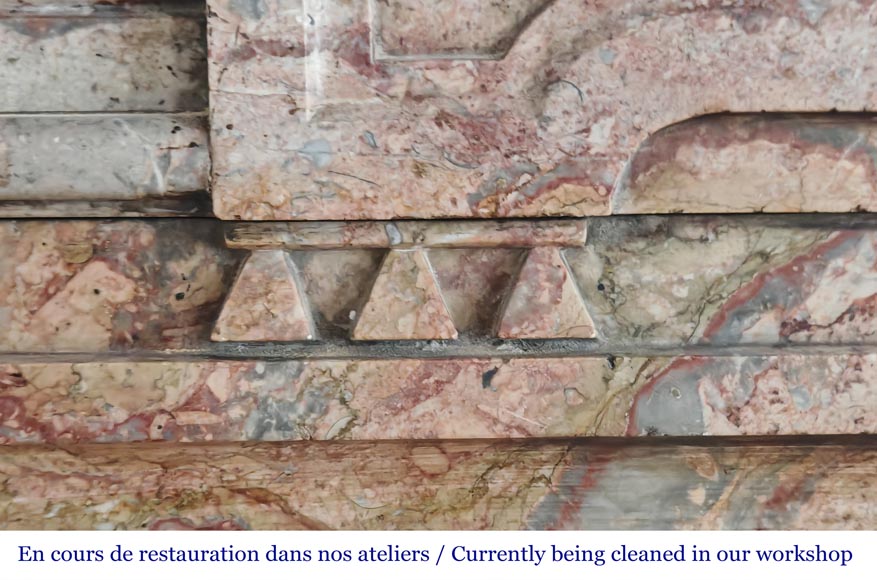 Louis XVI style fireplace with rounded corners in colored marble Louis XVI style fireplace with rounded corners in colored marble-2