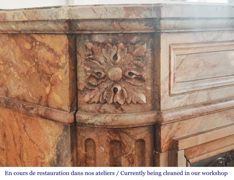 Louis XVI style fireplace with rounded corners in colored marble Louis XVI style fireplace with rounded corners in colored marble-4