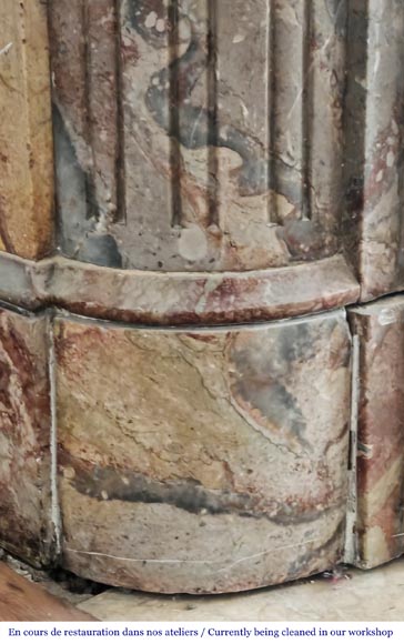 Louis XVI style fireplace with rounded corners in colored marble Louis XVI style fireplace with rounded corners in colored marble-5