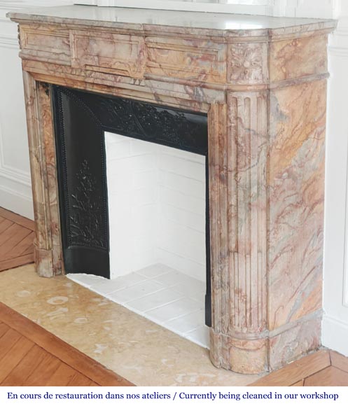 Louis XVI style fireplace with rounded corners in colored marble Louis XVI style fireplace with rounded corners in colored marble-6