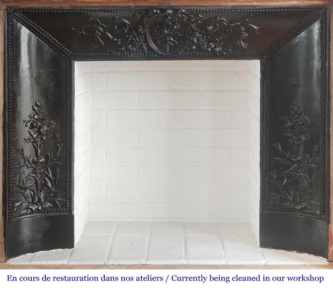 Louis XVI style fireplace with rounded corners in colored marble Louis XVI style fireplace with rounded corners in colored marble-9