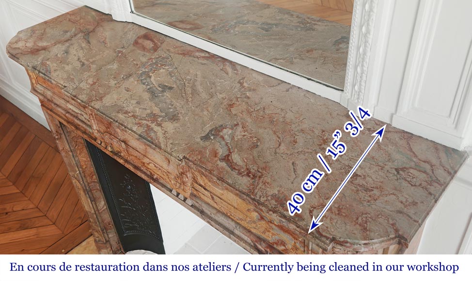 Louis XVI style fireplace with rounded corners in colored marble Louis XVI style fireplace with rounded corners in colored marble-10