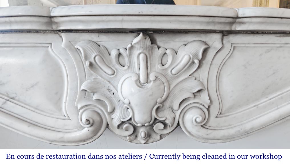 Louis XV style fireplace in Carrara marble Louis XV style fireplace in Carrara marble-1
