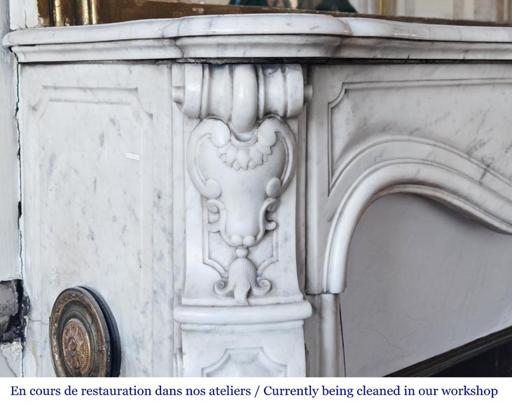 Louis XV style fireplace in Carrara marble Louis XV style fireplace in Carrara marble-4