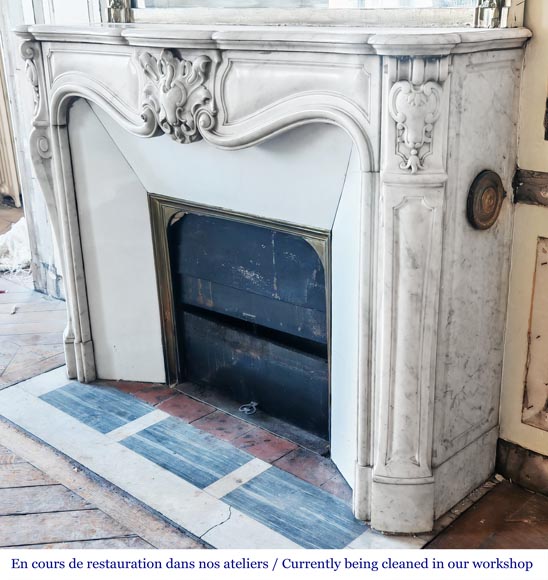 Louis XV style fireplace in Carrara marble Louis XV style fireplace in Carrara marble-6