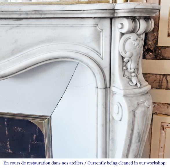 Louis XV style fireplace in Carrara marble Louis XV style fireplace in Carrara marble-7