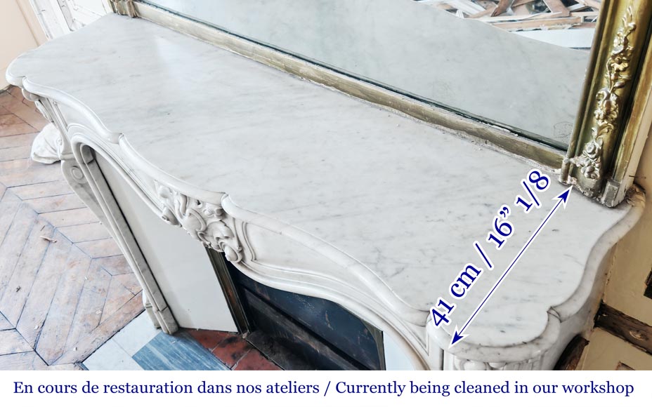 Louis XV style fireplace in Carrara marble Louis XV style fireplace in Carrara marble-9