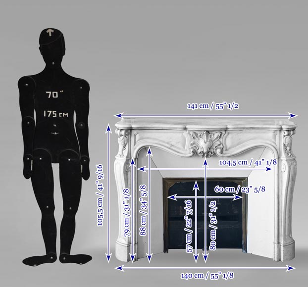 Louis XV style fireplace in Carrara marble Louis XV style fireplace in Carrara marble-10