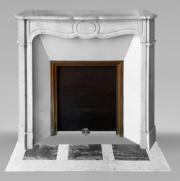 Louis XV style Pompadour model fireplace in Carrara marble-0