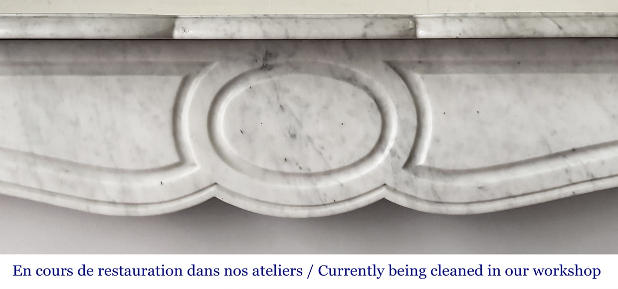 Louis XV style Pompadour model fireplace in Carrara marble-1