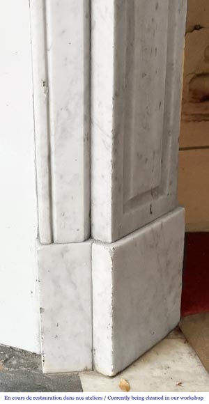 Louis XV style Pompadour model fireplace in Carrara marble-7