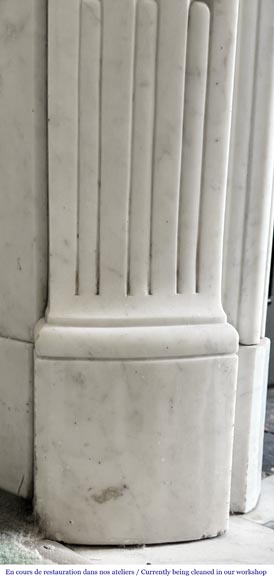 Louis XV style fireplace in Carrara marble, decorated with a palmette-5