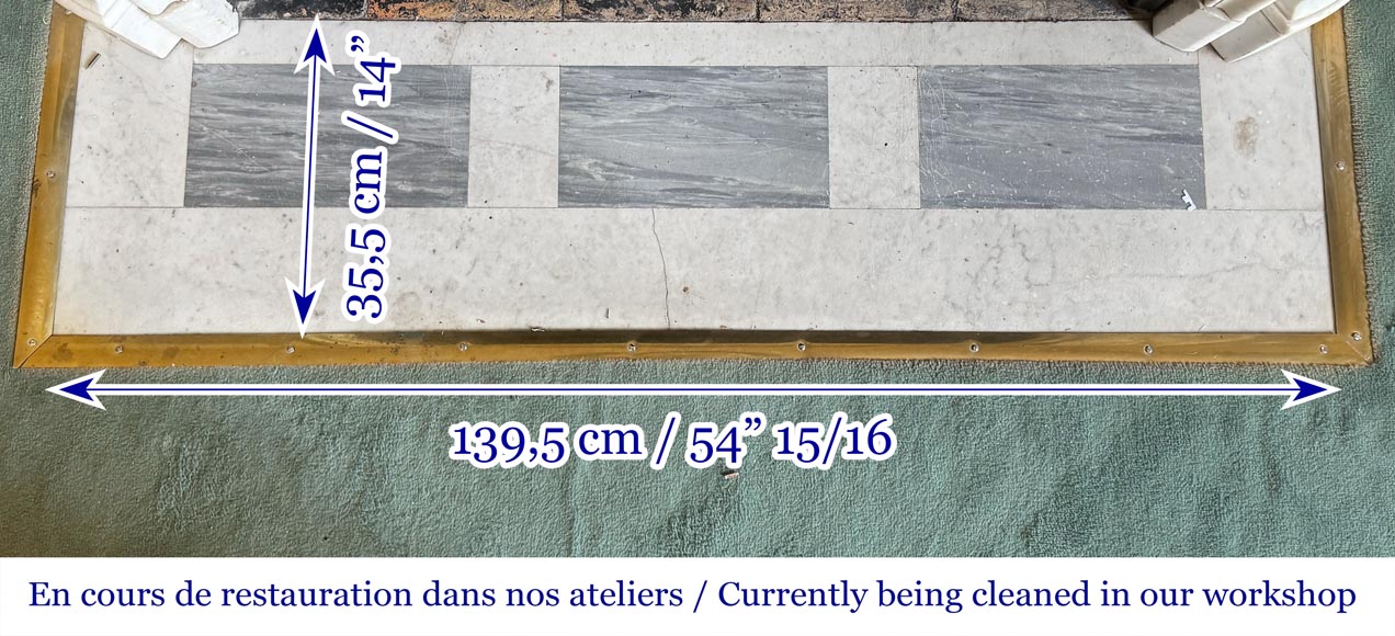 Louis XV style fireplace in Carrara marble, decorated with a palmette-9