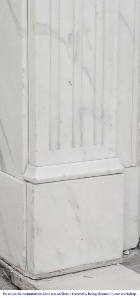 Louis XVI style fireplace in semi-statuary marble, decorated with a sunflower-4