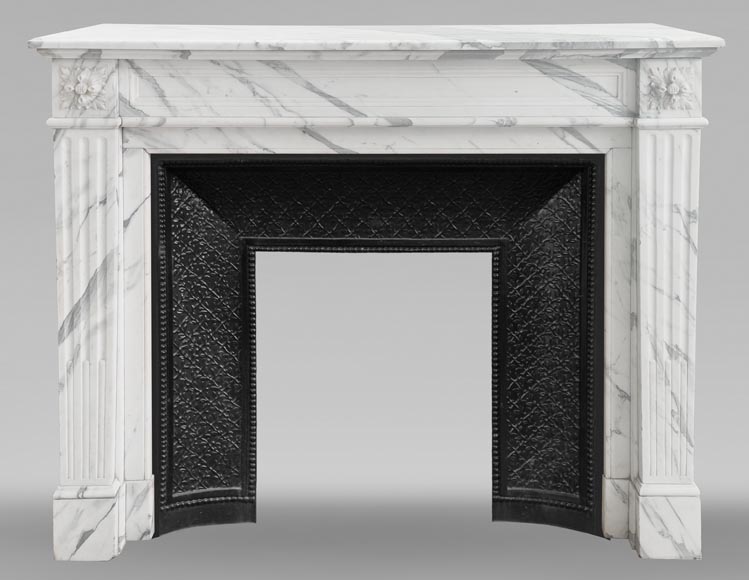 Louis XVI style fireplace with arabesque marble molding Louis XVI style fireplace with arabesque marble molding-0