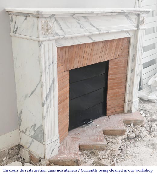 Louis XVI style fireplace with arabesque marble molding Louis XVI style fireplace with arabesque marble molding-2
