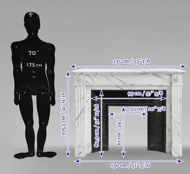 Louis XVI style fireplace with arabesque marble molding Louis XVI style fireplace with arabesque marble molding-9