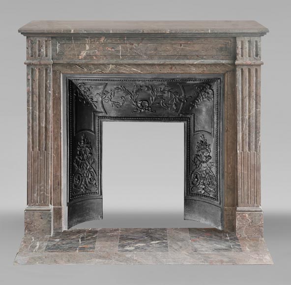 Louis XVI style fireplace with fluted feet in Enjugerais marble-0