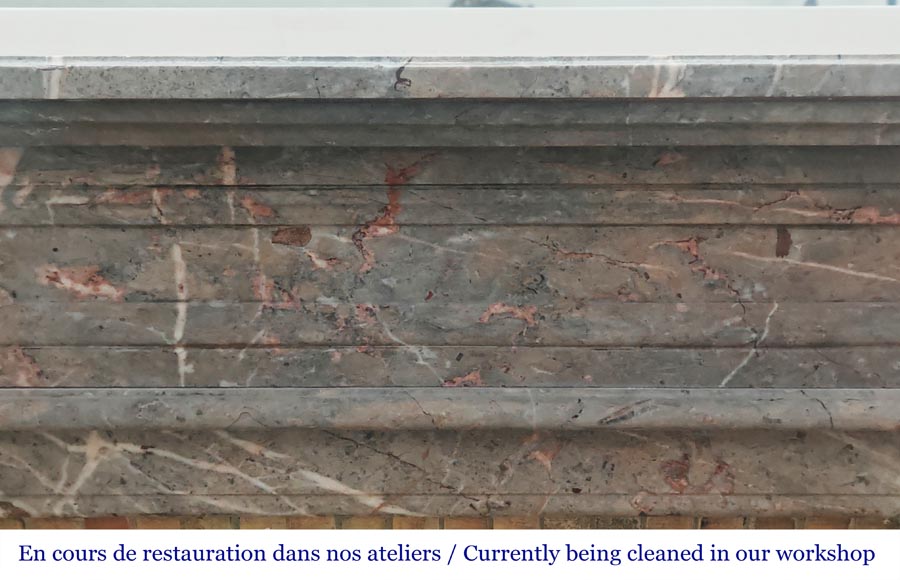 Louis XVI style fireplace with fluted feet in Enjugerais marble-1