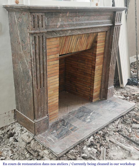 Louis XVI style fireplace with fluted feet in Enjugerais marble-2