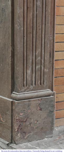 Louis XVI style fireplace with fluted feet in Enjugerais marble-4