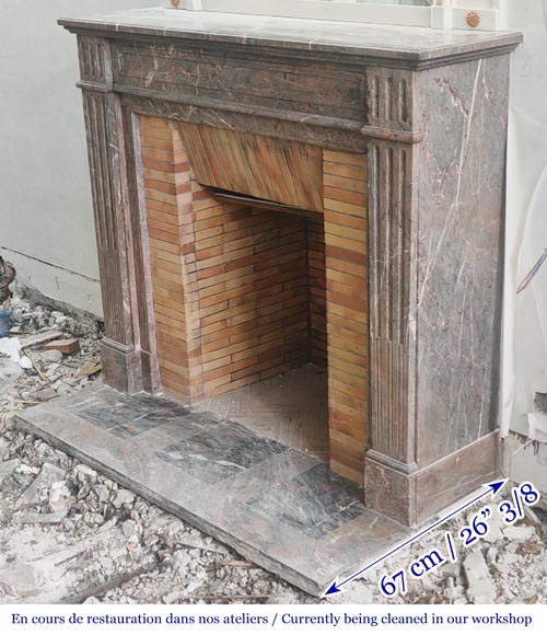 Louis XVI style fireplace with fluted feet in Enjugerais marble-5