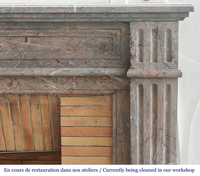 Louis XVI style fireplace with fluted feet in Enjugerais marble-6