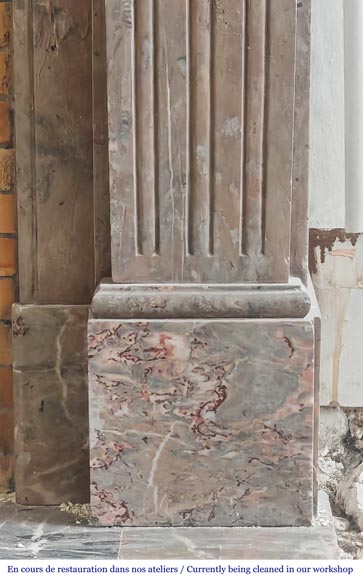 Louis XVI style fireplace with fluted feet in Enjugerais marble-7