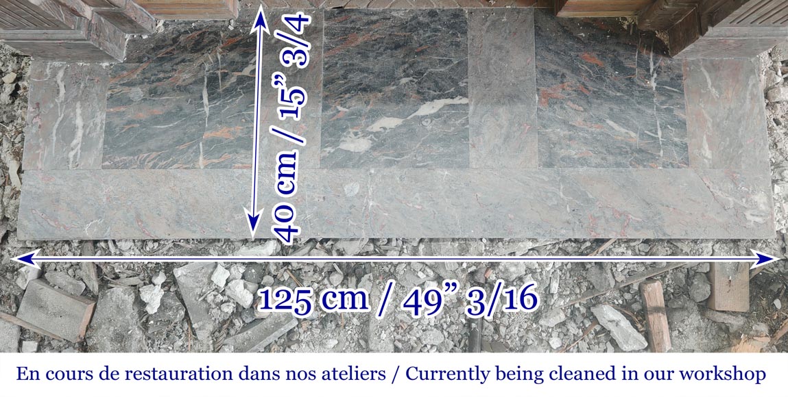 Louis XVI style fireplace with fluted feet in Enjugerais marble-8