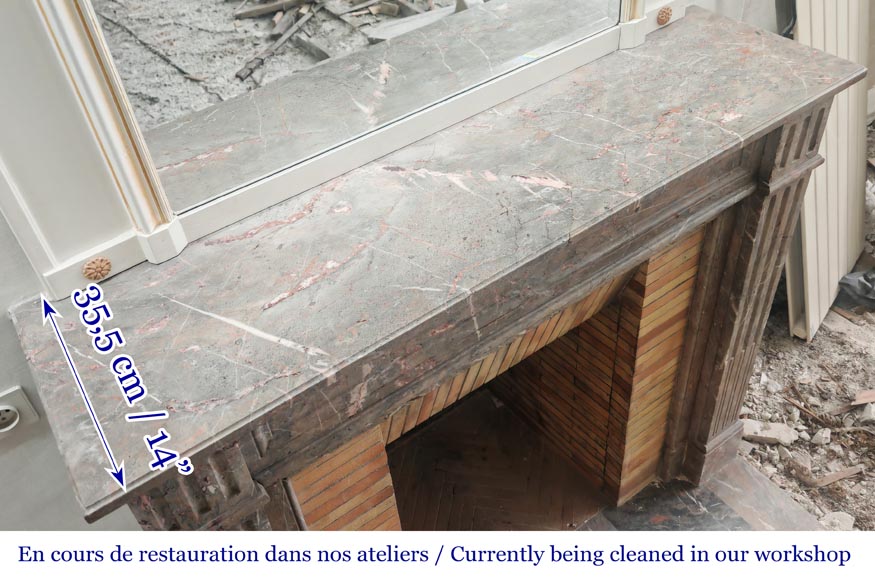 Louis XVI style fireplace with fluted feet in Enjugerais marble-9