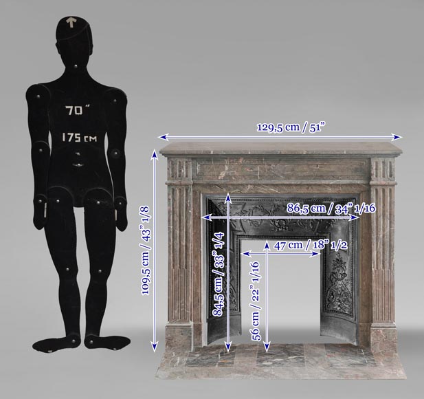 Louis XVI style fireplace with fluted feet in Enjugerais marble-10