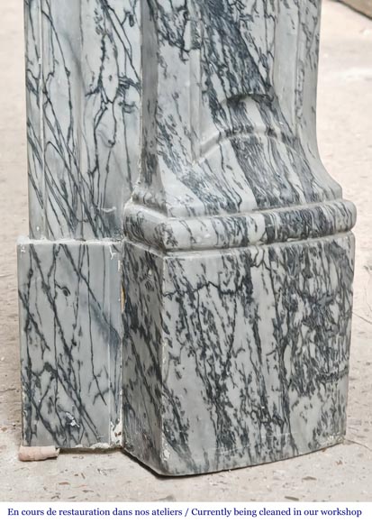 Louis XV style Pompadour model fireplace in blue floral marble-7