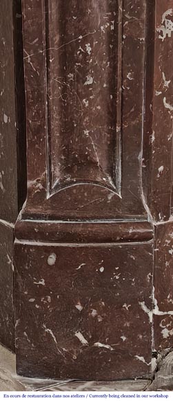 Louis XV style Pompadour model fireplace in northern red marble-4